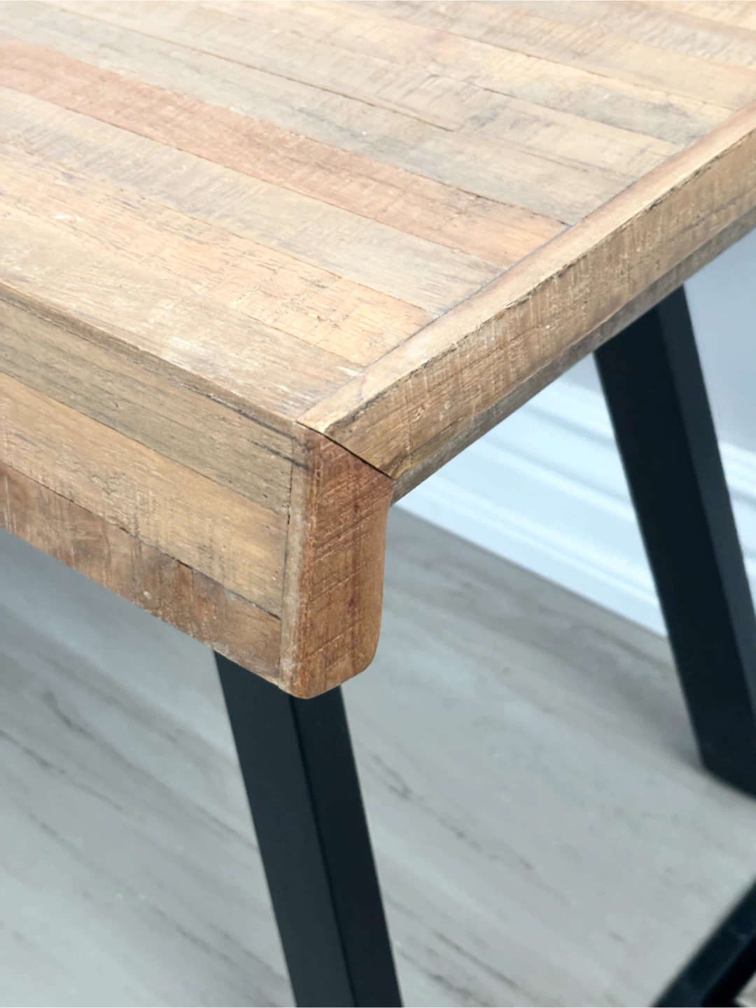 Wooden and metal rustic style hallway bench - photo 3