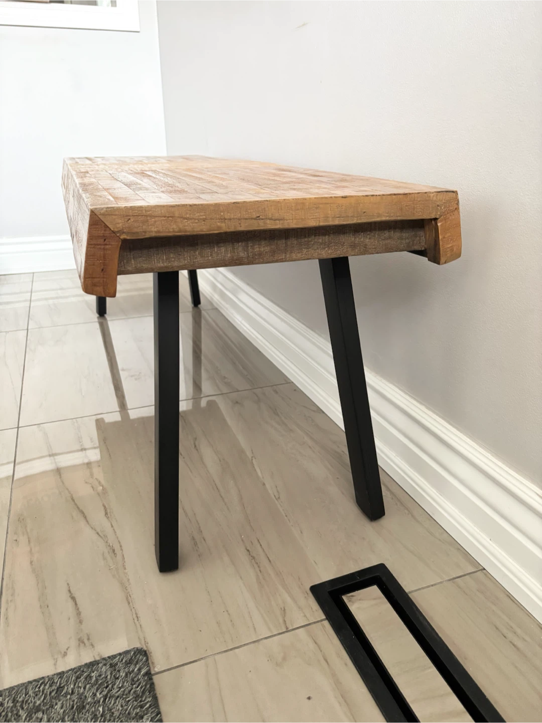 Wooden and metal rustic style hallway bench - photo 5