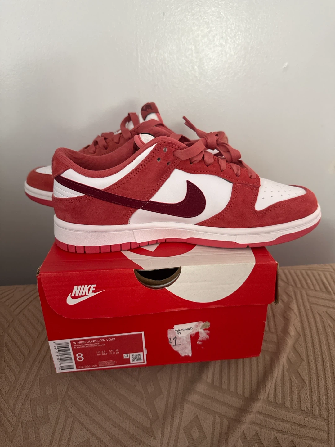 Nike Dunk Low VDAY Women's Shoes Red White Size 8