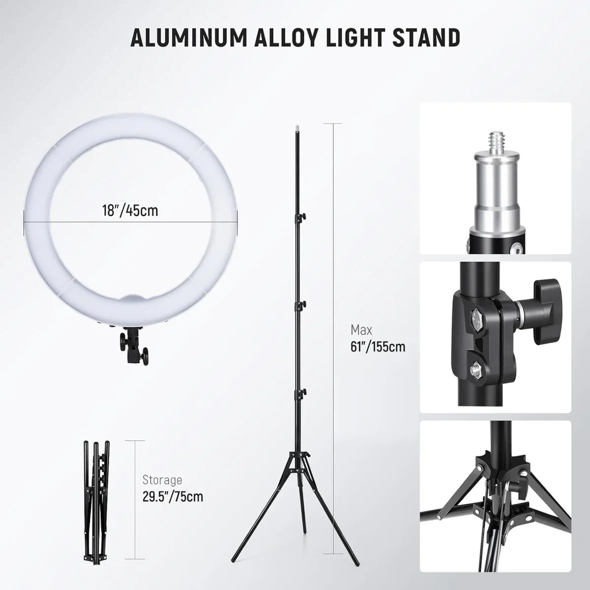 Neewer  brand Aluminum Alloy Light Stand - 18" Ring Light Stand