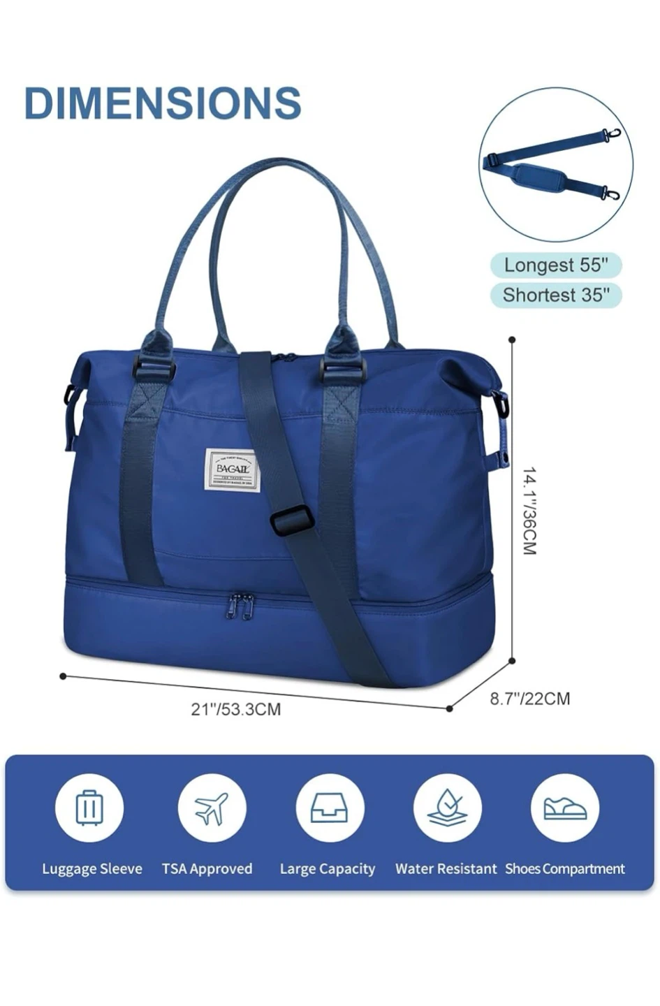 Blue Weekender Duffle Bag 40L - photo 3