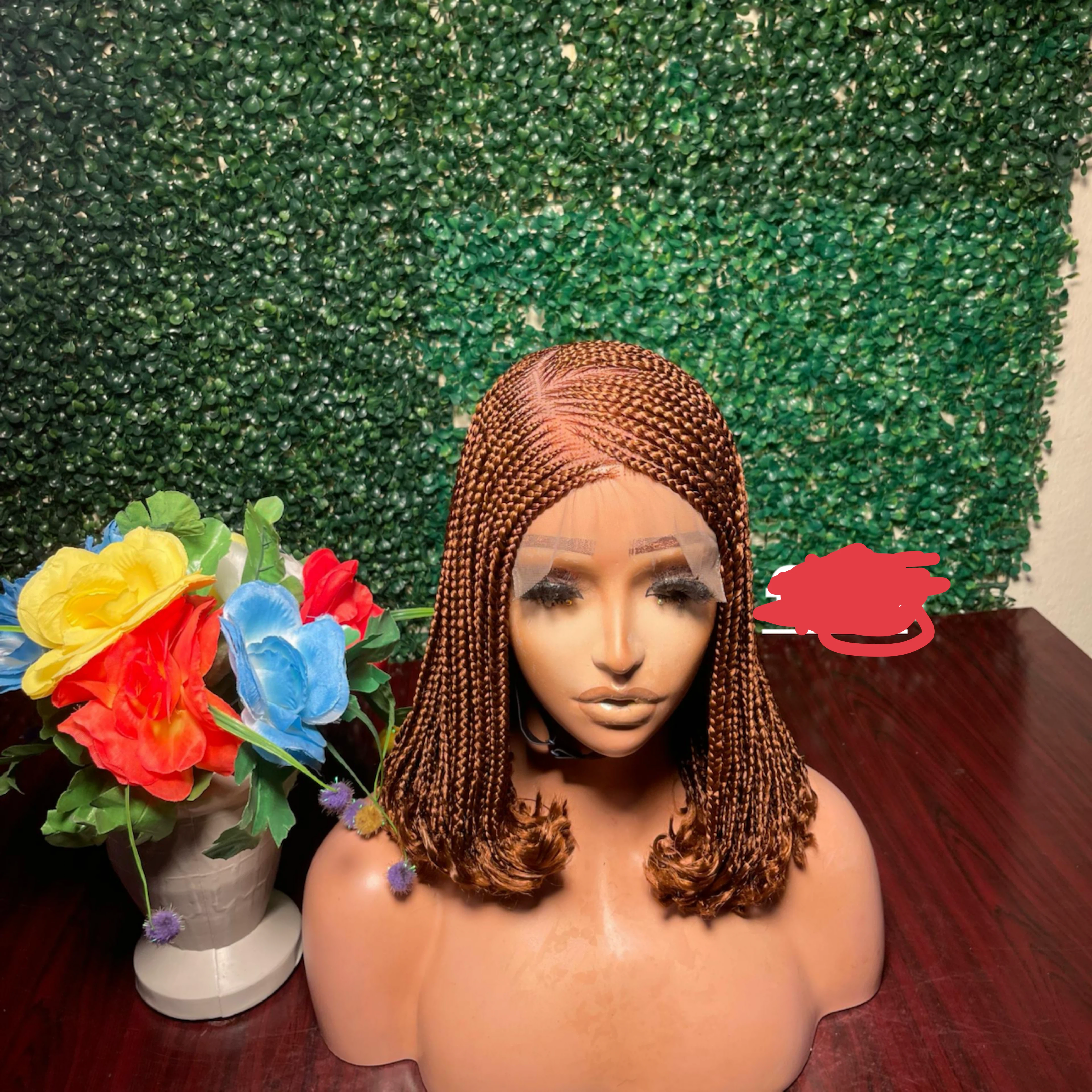 Braided Wig with Curls tips