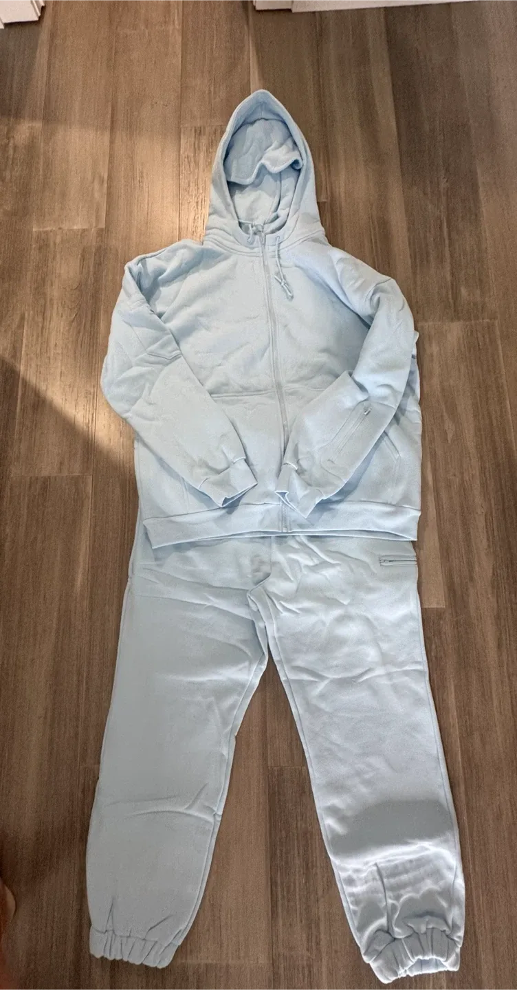 Comfrt Light Blue Zip-Up Hoodie and Sweatpants Set - photo 2