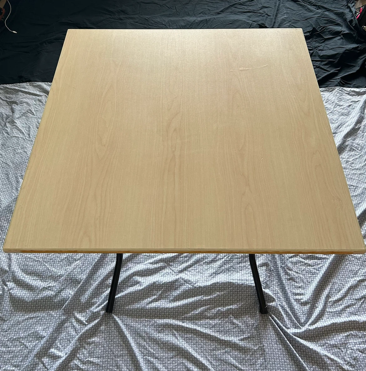 30x30 almost new folding card table wood grain laminate