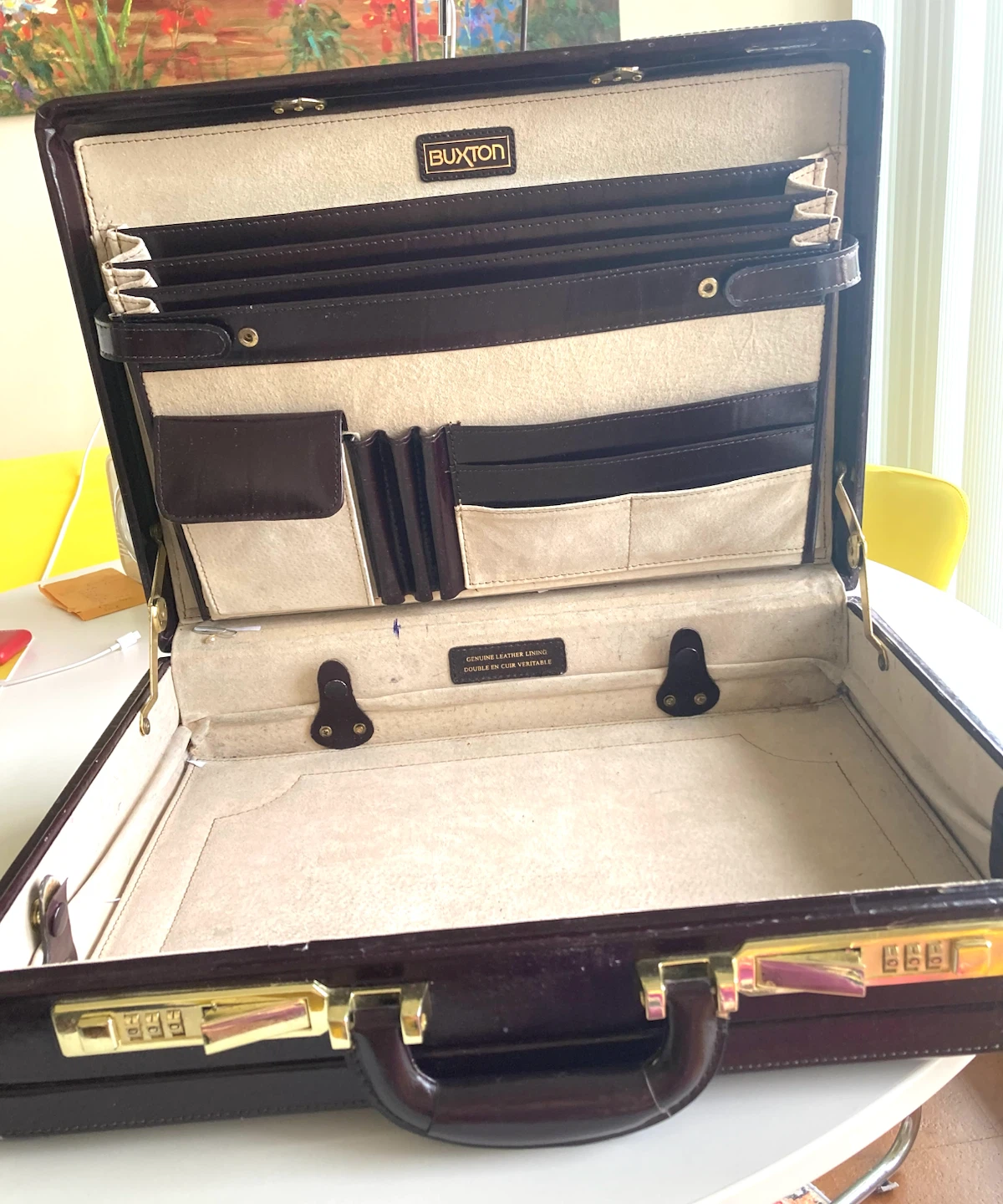 Buxton Brown Leather Briefcase with Combination Locks