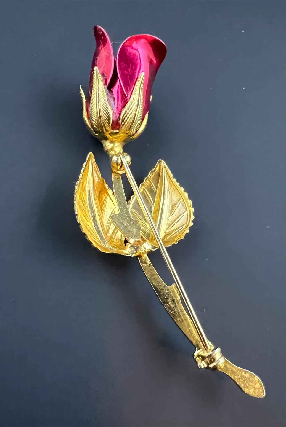 Vintage Gold Tone Rose Brooch - photo 3
