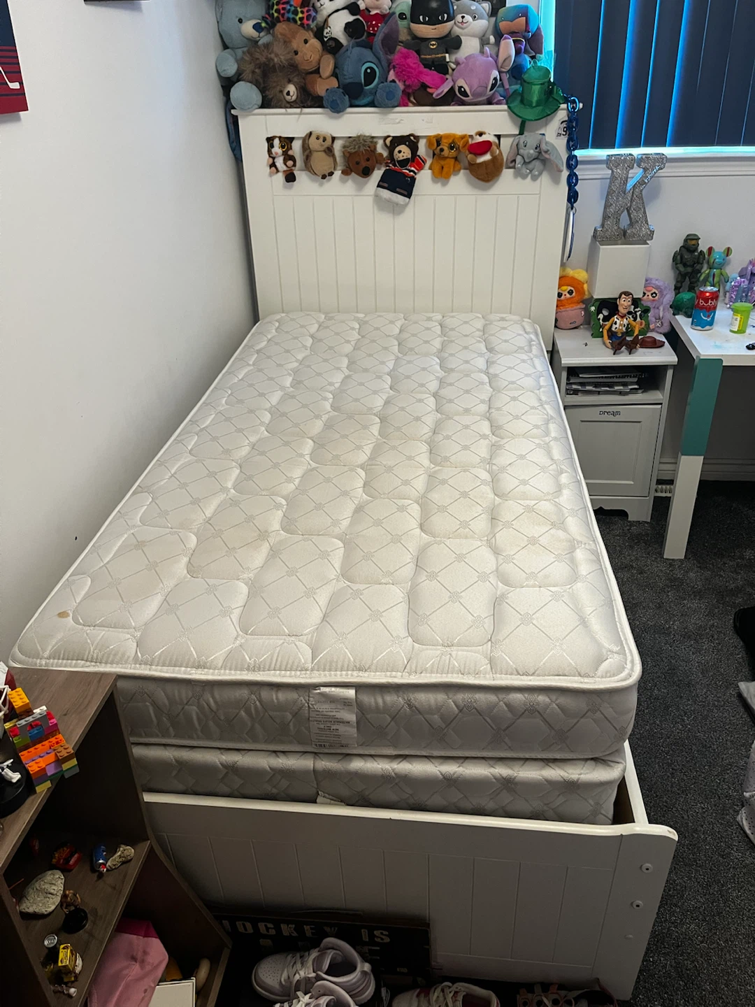 White Twin Bed Frame with Mattress
