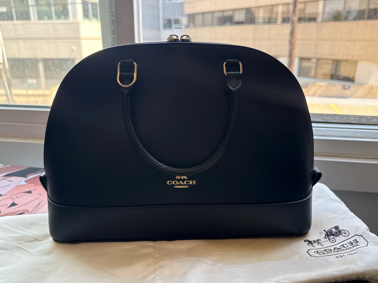 Coach Black Leather Dome Satchel Handbag