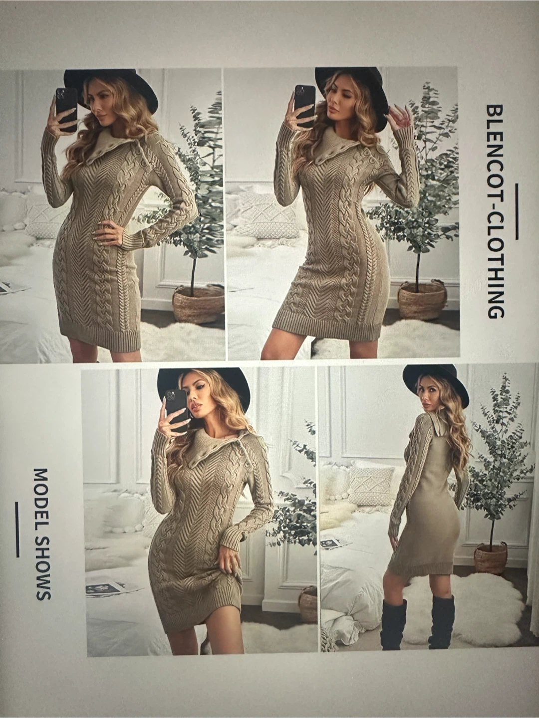 Women's Cable Knit Sweater Dress - photo 4