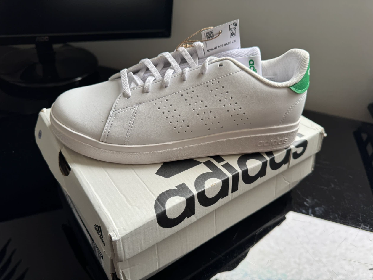 Adidas Advantage Base 2.0 J Youth White Green Sneakers