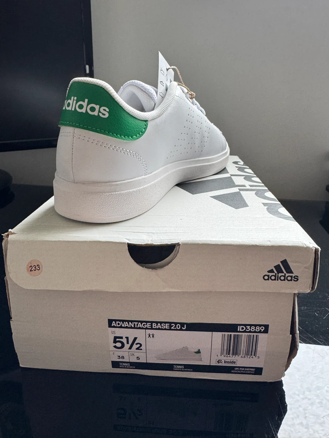 Adidas Advantage Base 2.0 J Youth White Green Sneakers - photo 2