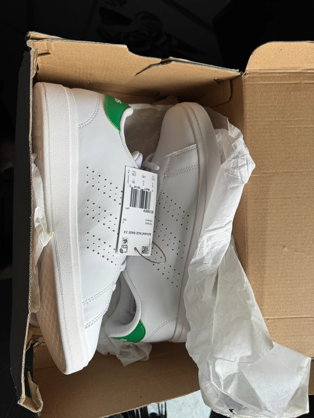 Adidas Advantage Base 2.0 J Youth White Green Sneakers - photo 3