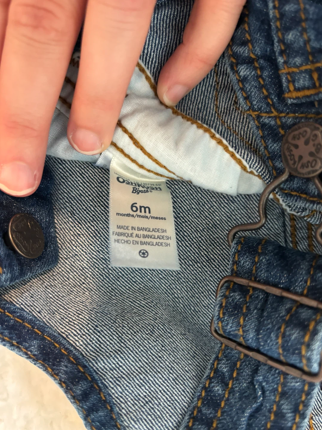 OshKosh B'gosh Denim Overalls - Size 6m - photo 2