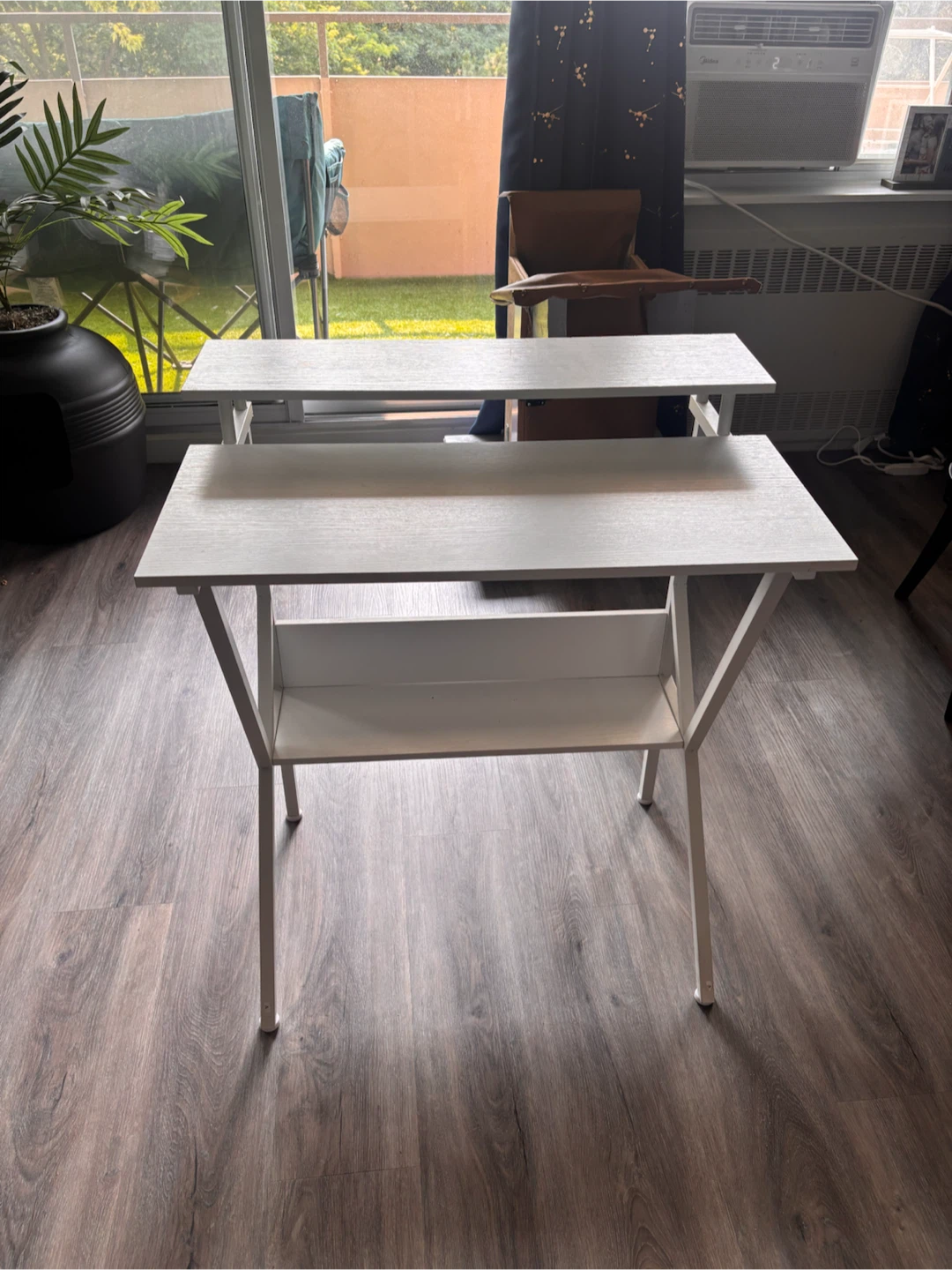 White Standing Desk with Shelves - photo 2