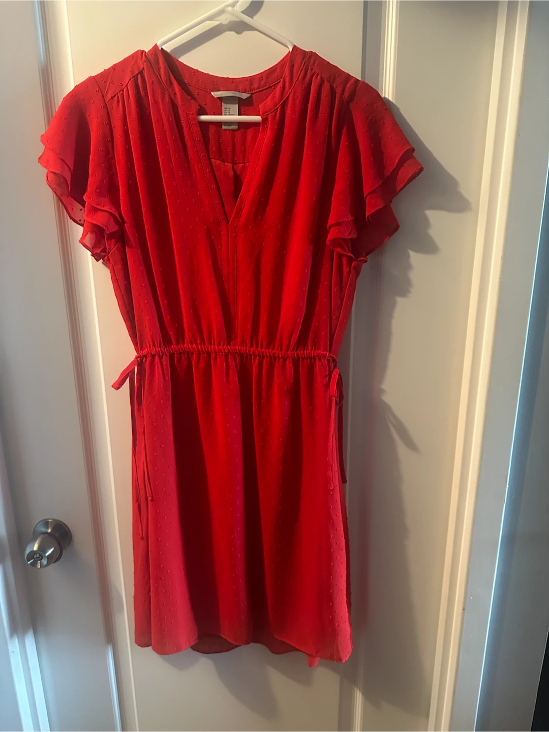 H&M Red Ruffle Sleeve Dress