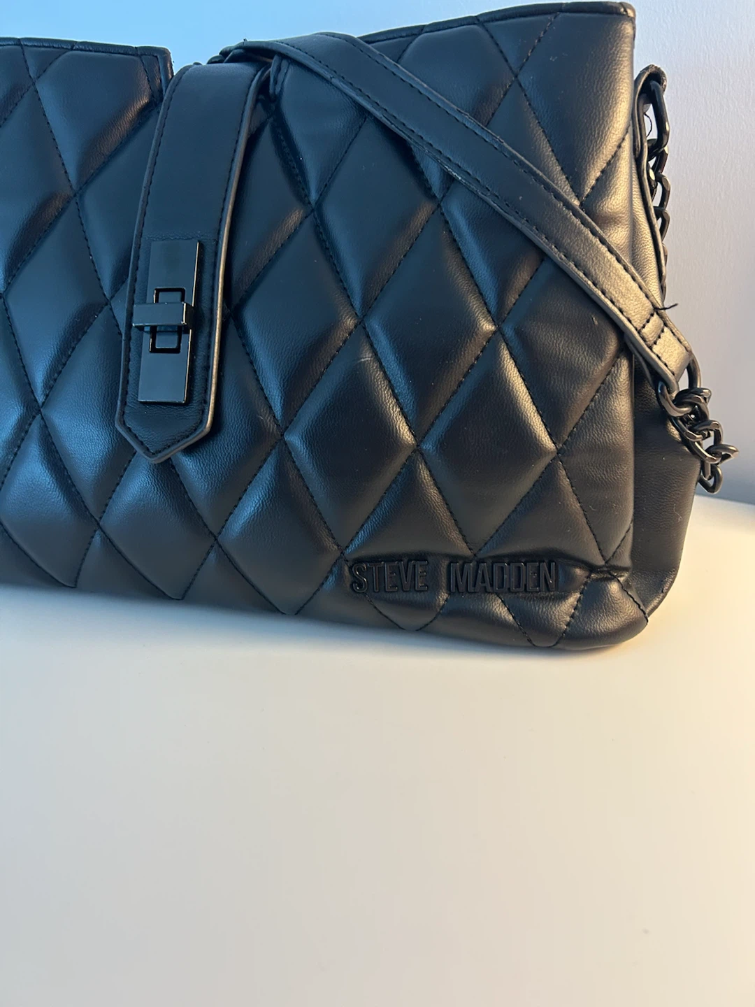 Steve Madden Quilted Black Shoulder Bag