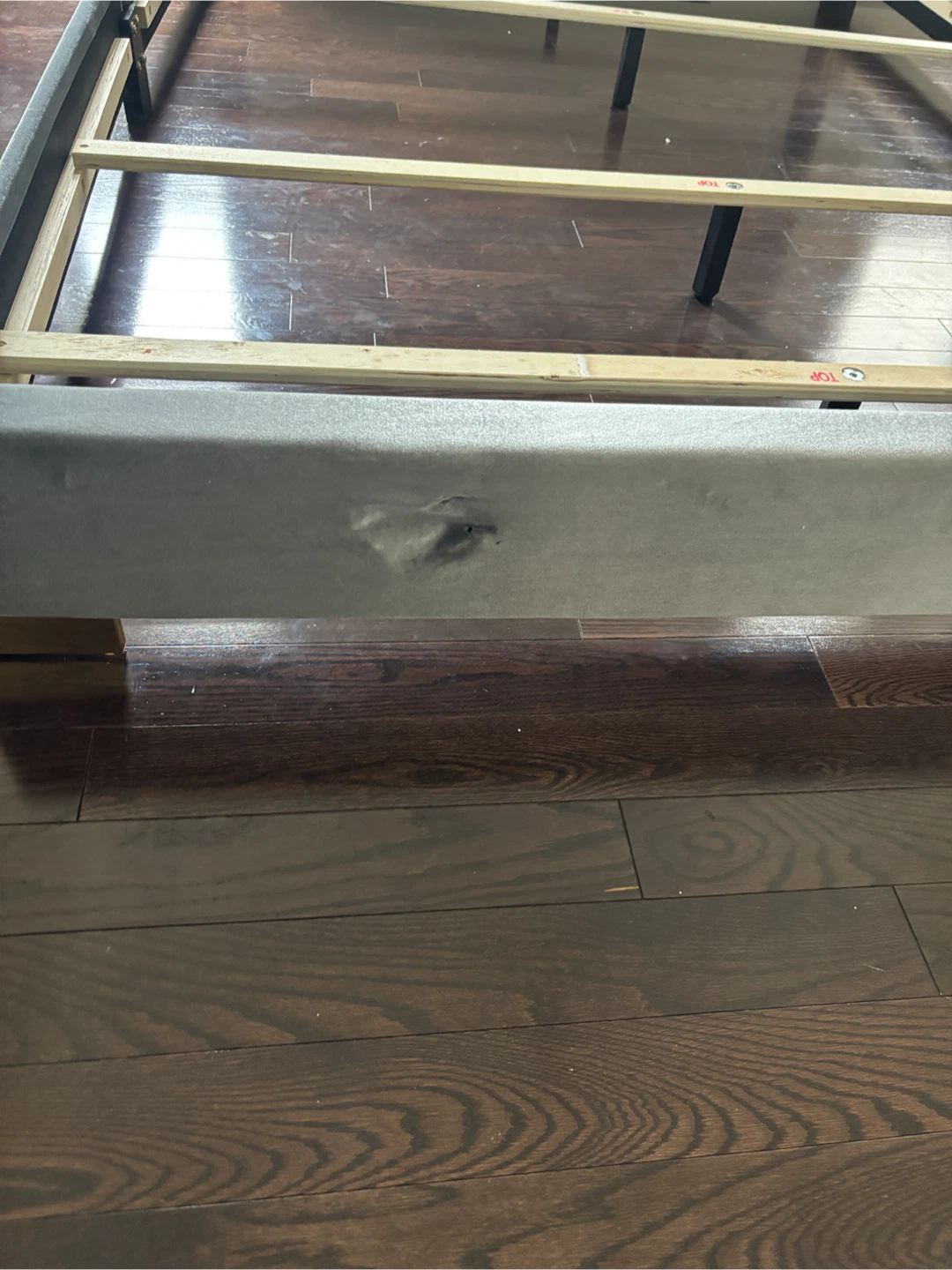Queen Grey Upholstered Bed Frame with Headboard- AS IS - photo 3
