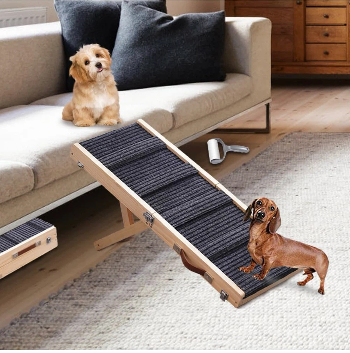 Adjustable Wooden Pet Ramp with Anti-Slip Surface