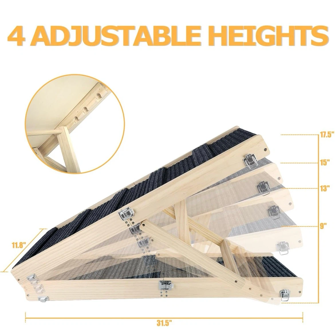 Adjustable Wooden Pet Ramp with Anti-Slip Surface - photo 2