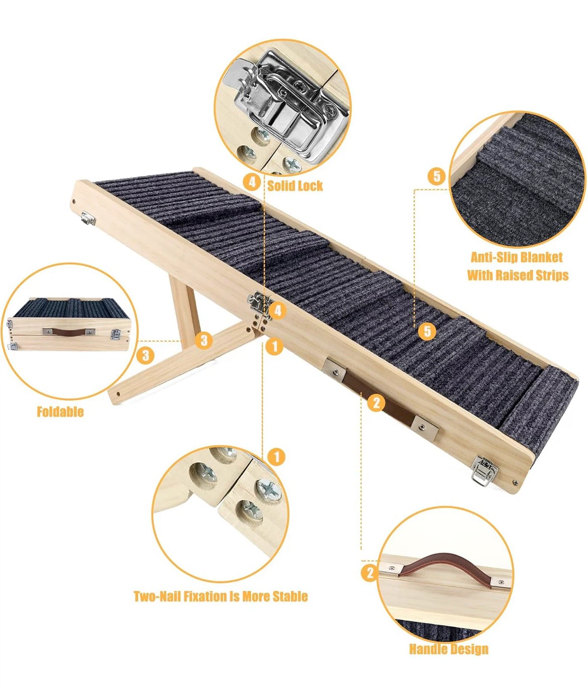 Adjustable Wooden Pet Ramp with Anti-Slip Surface - photo 5