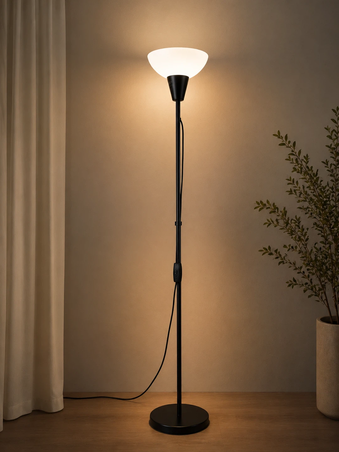 Black Floor Lamp with Adjustable Height