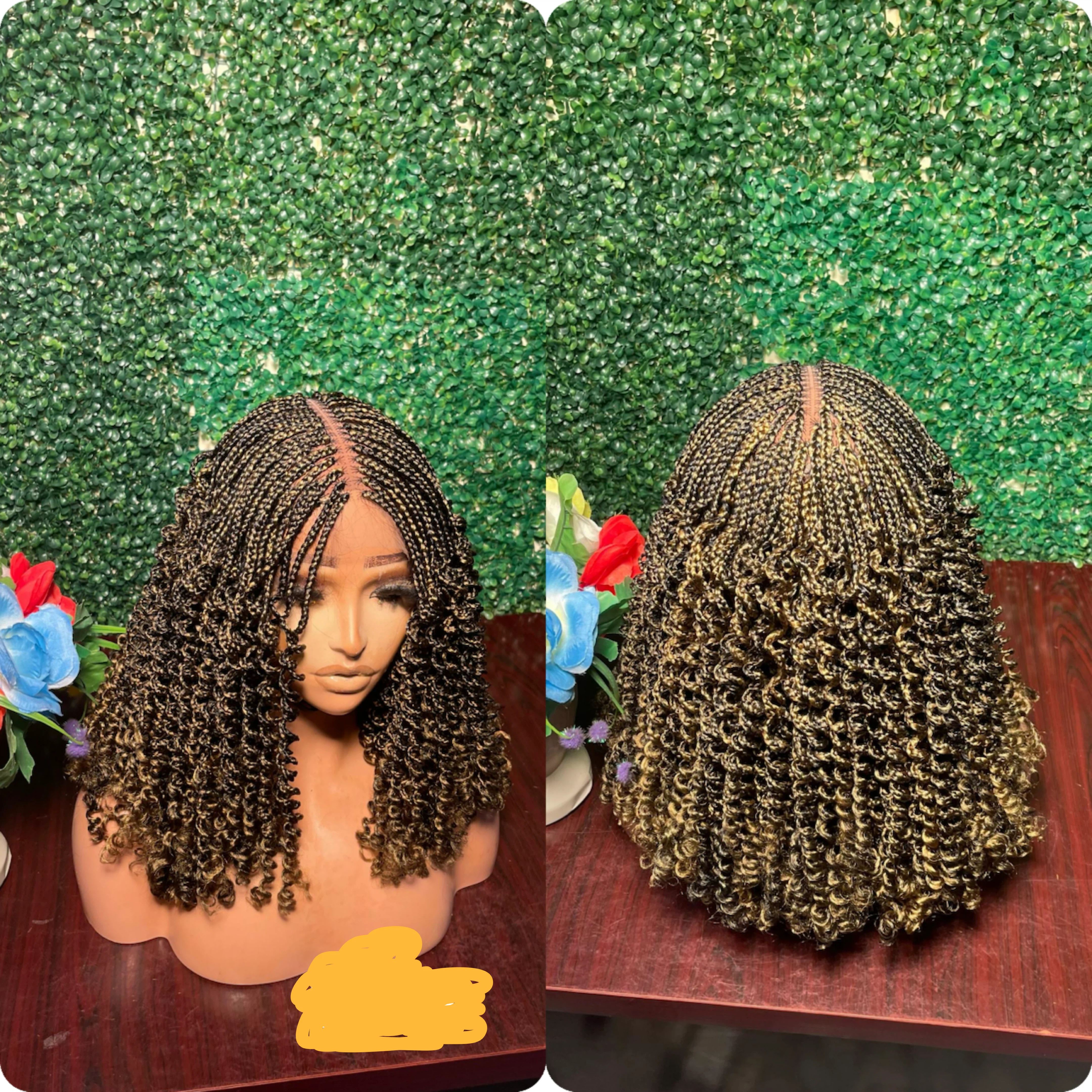 Braided Wig with Curly Ends
