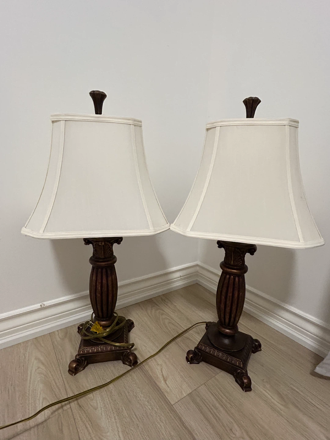 Classic Table Lamp - Dark Wood Base & Cream Shade
