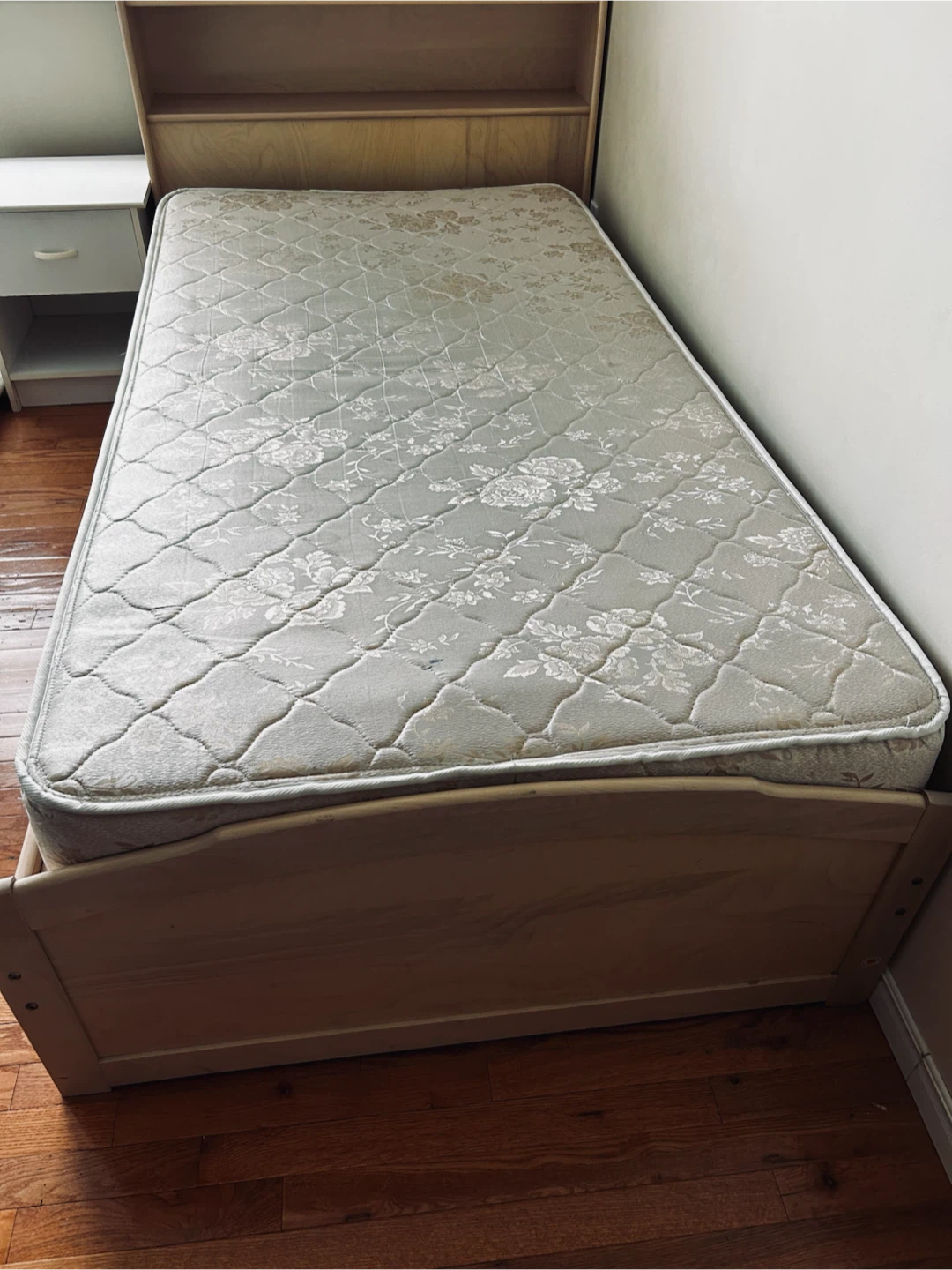 Twin Bed Frame with Mattress and Headboard Storage - photo 5