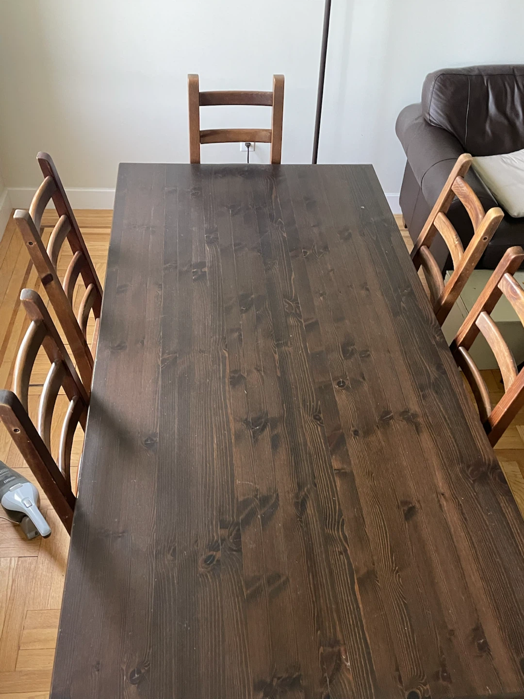 POTTERY BARN Black Oak Dining Table with  Six - photo 2