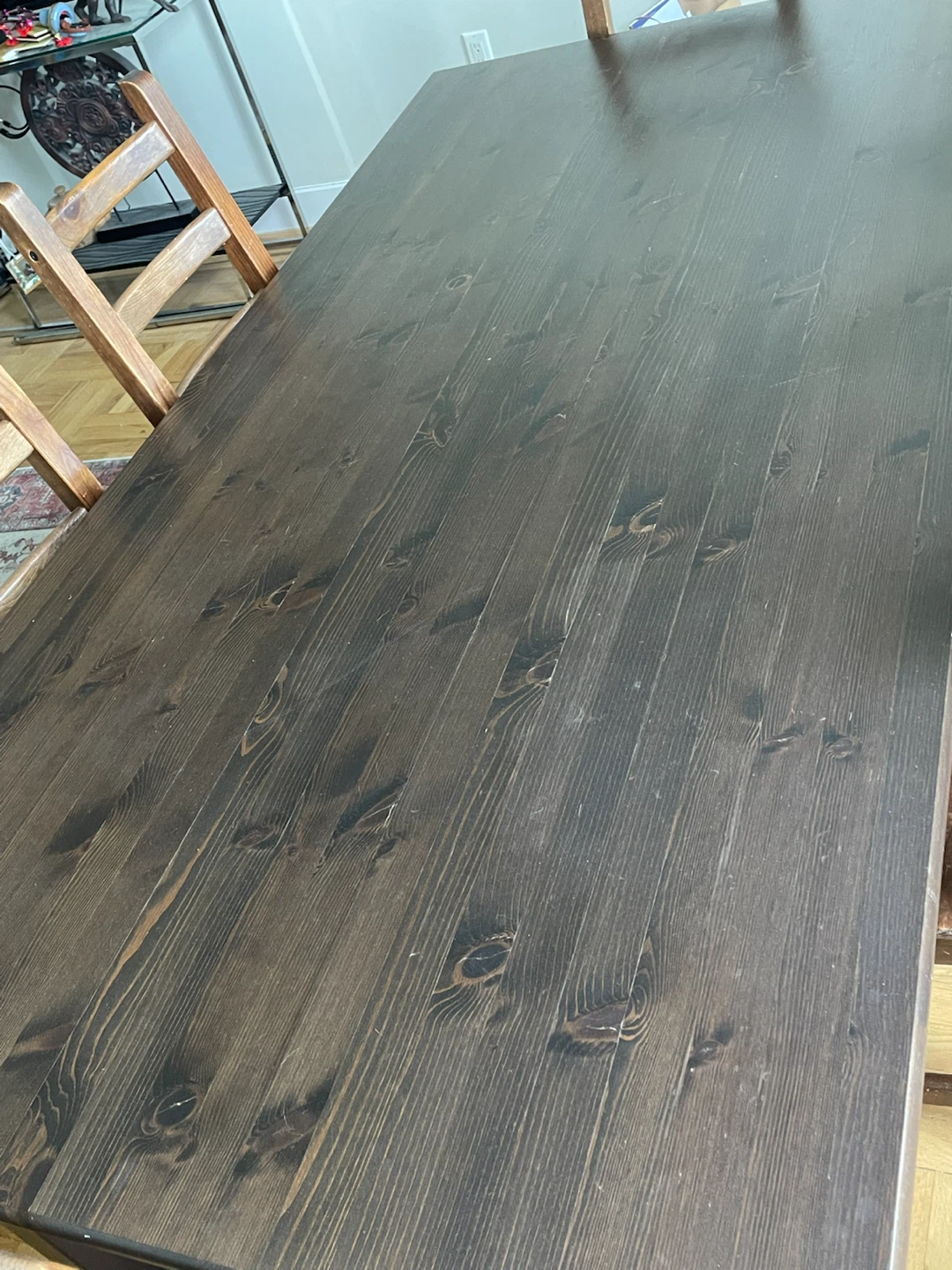POTTERY BARN Black Oak Dining Table with  Six - photo 3