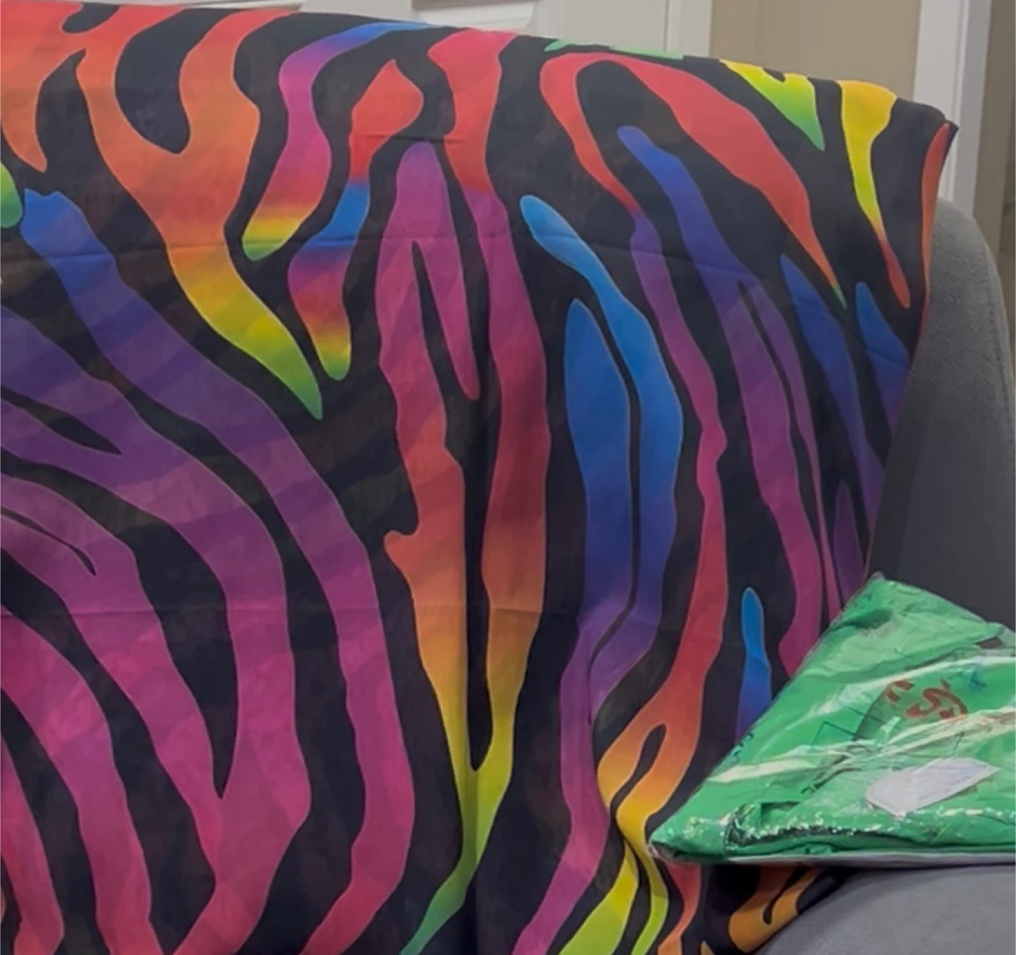 Rainbow Zebra Print Sheer Sudanese toub 4 metre and half