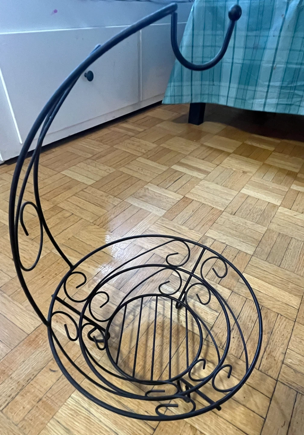 Black Metal Plant Stand with Scrollwork