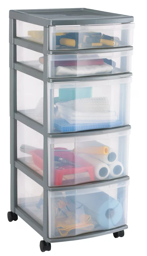 5 drawer Rolling Cart storage bins organization shelf