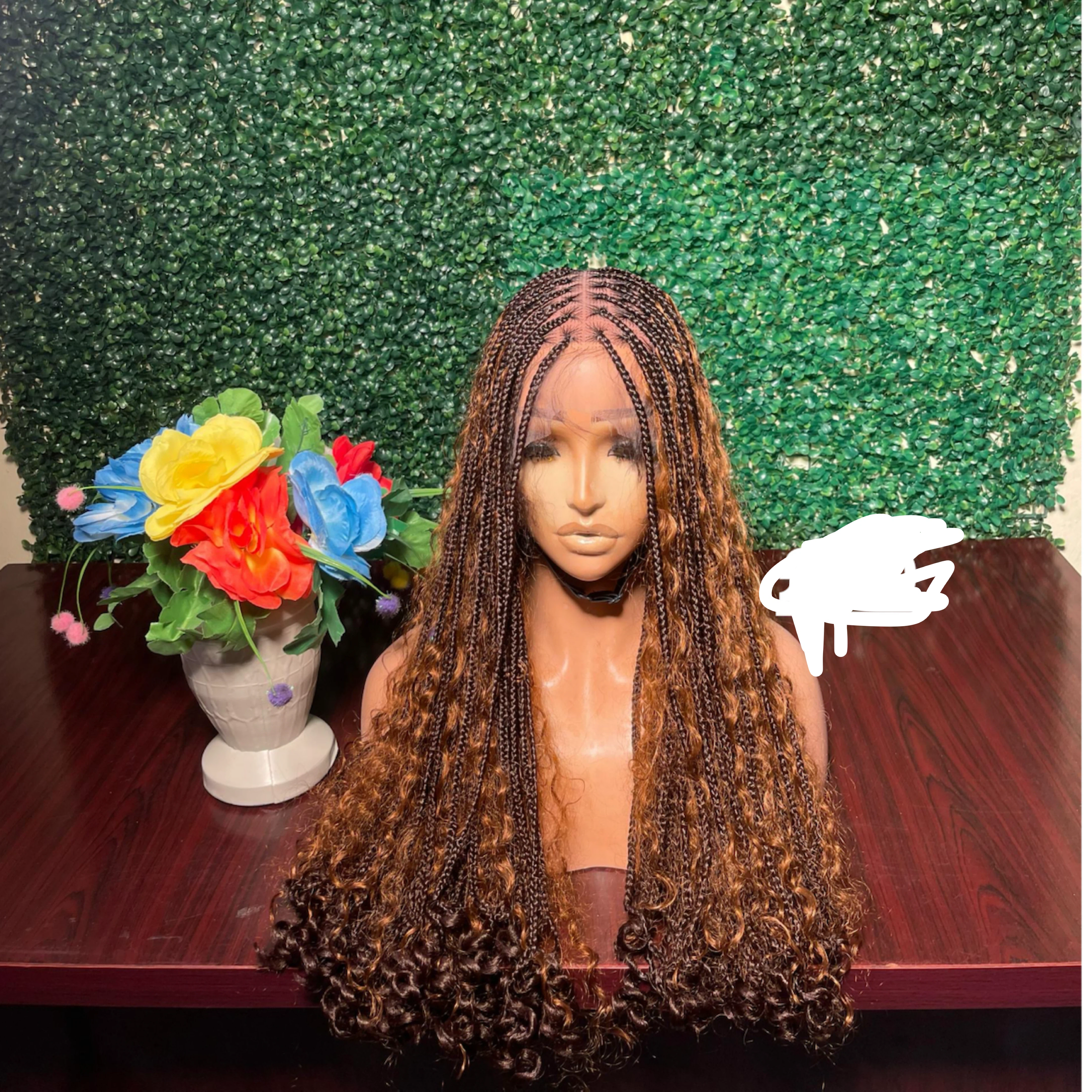 Braided Wig with Curls
