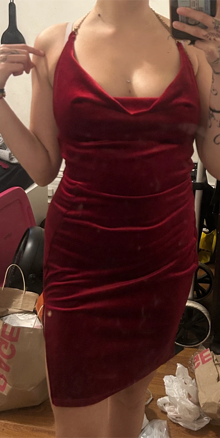 Fashion Nova Red Velvet Mini Dress - photo 3