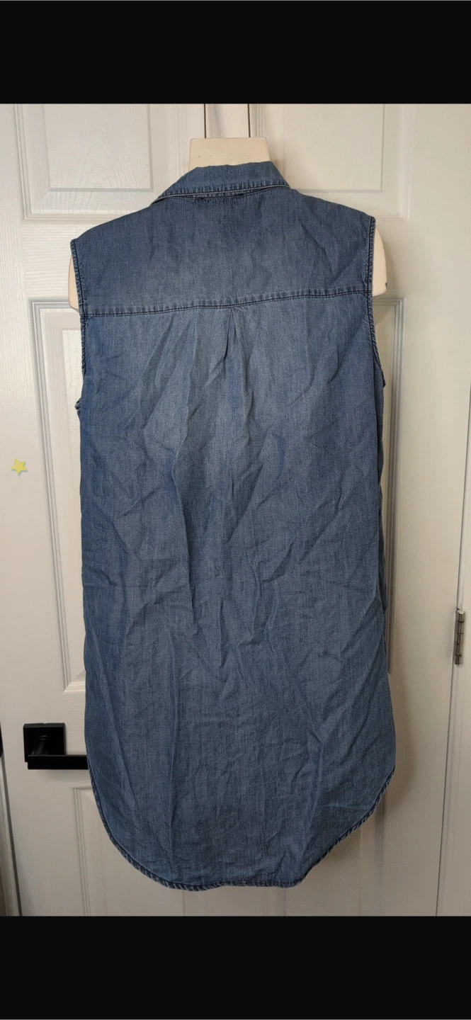 Nine West Jeans Sleeveless Denim Shirt Dress Size L - photo 3
