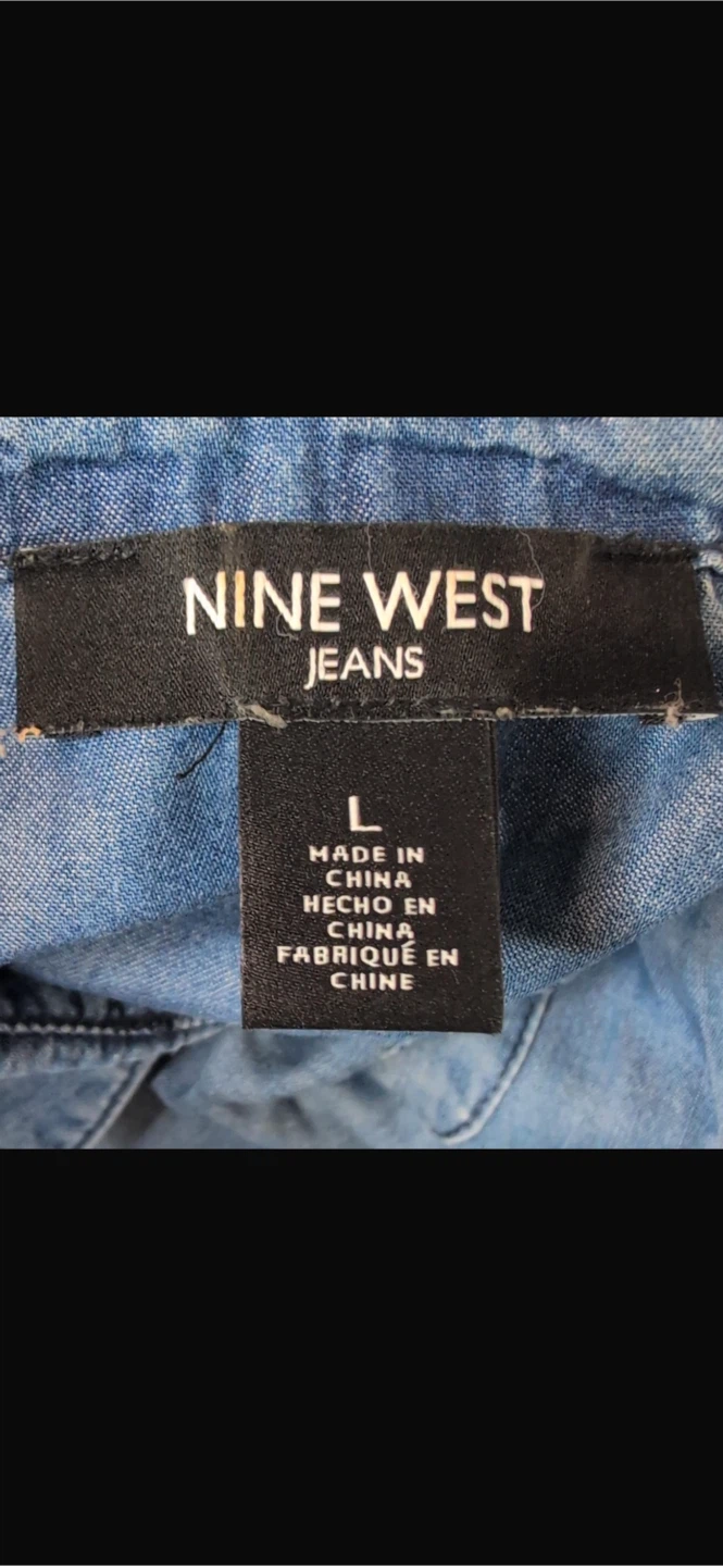 Nine West Jeans Sleeveless Denim Shirt Dress Size L - photo 4