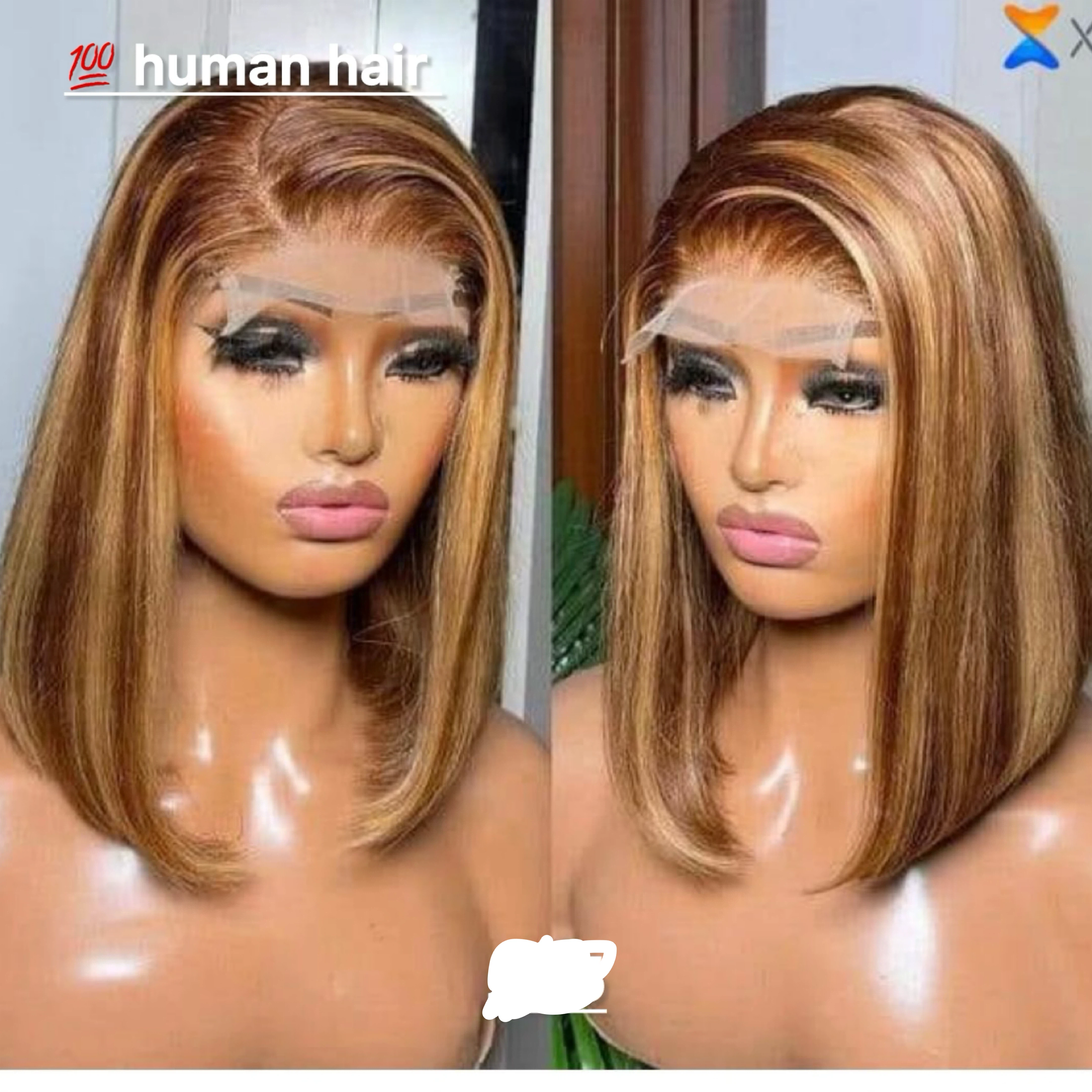 Human Hair Wig - Honey Blonde Highlights