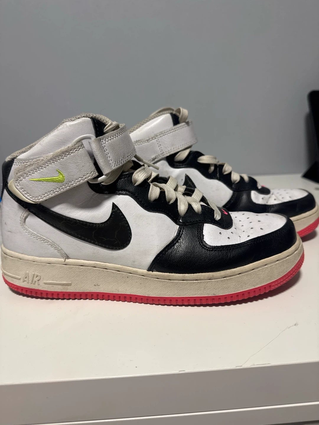 Nike Air Force 1 Mid Black White Pink Toddler Shoes