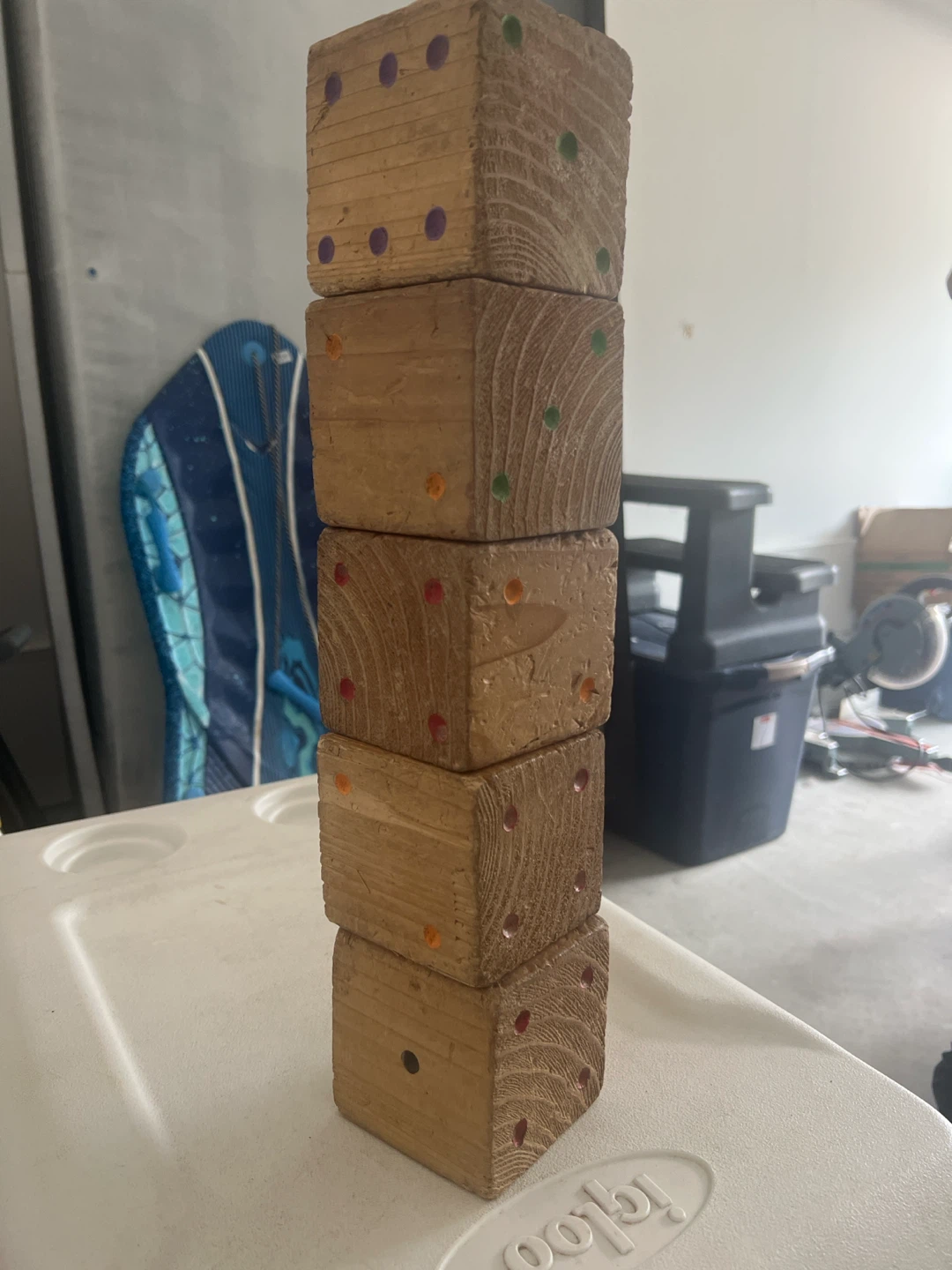 Wooden Yahtzee dice blocks