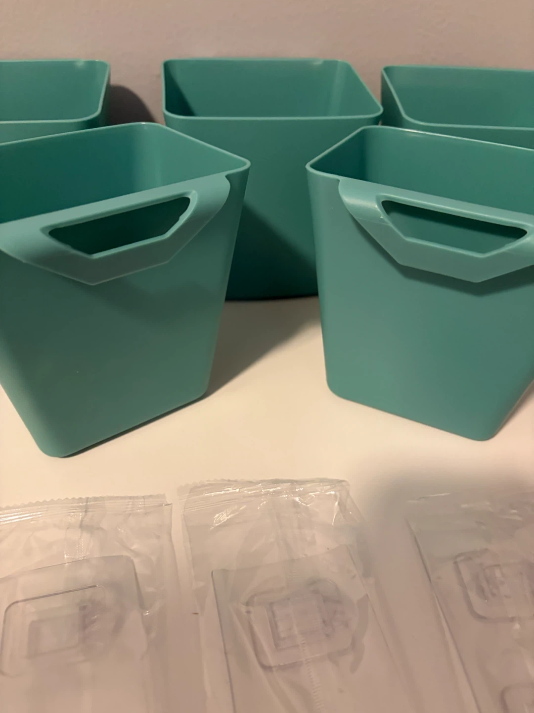 5 Teal Wall-Mounted Storage Bins - photo 2