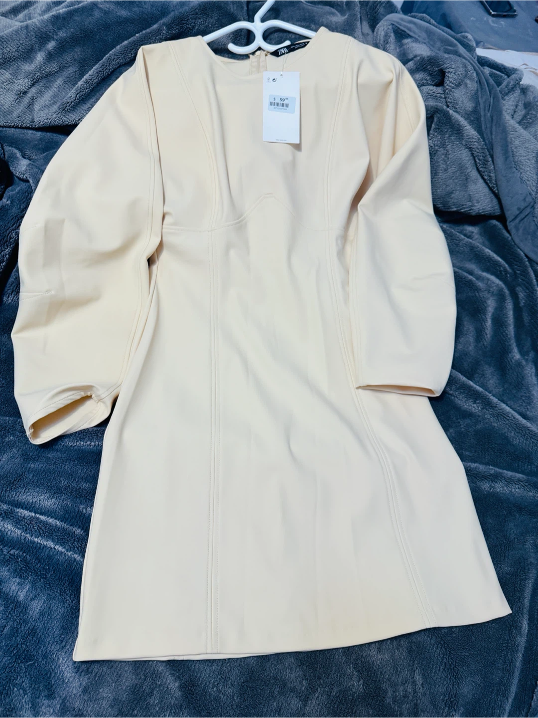 ZARA Cream Faux Leather Mini Dress