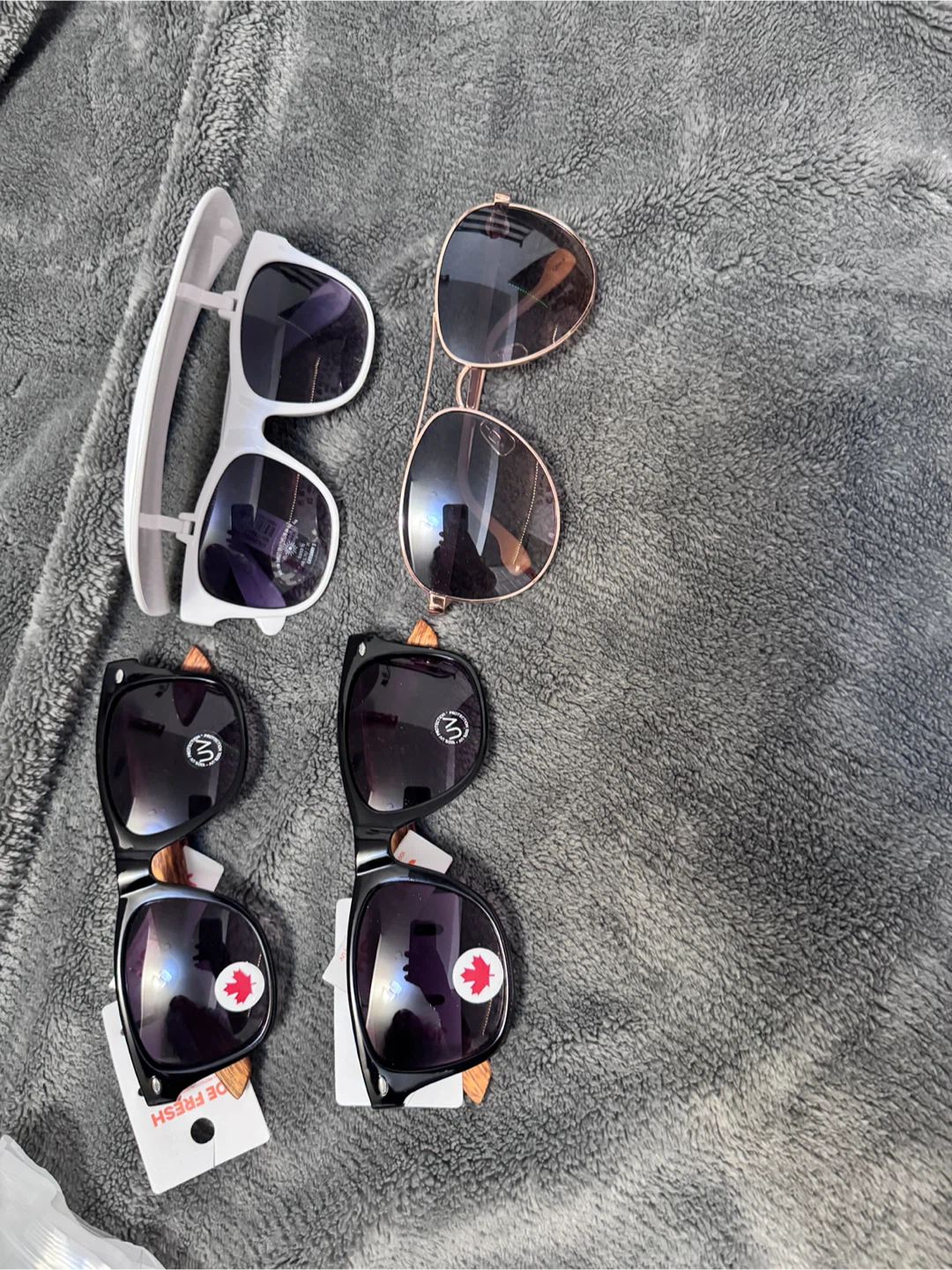 Assorted Sunglasses - White, Rose Gold, and Black Frames