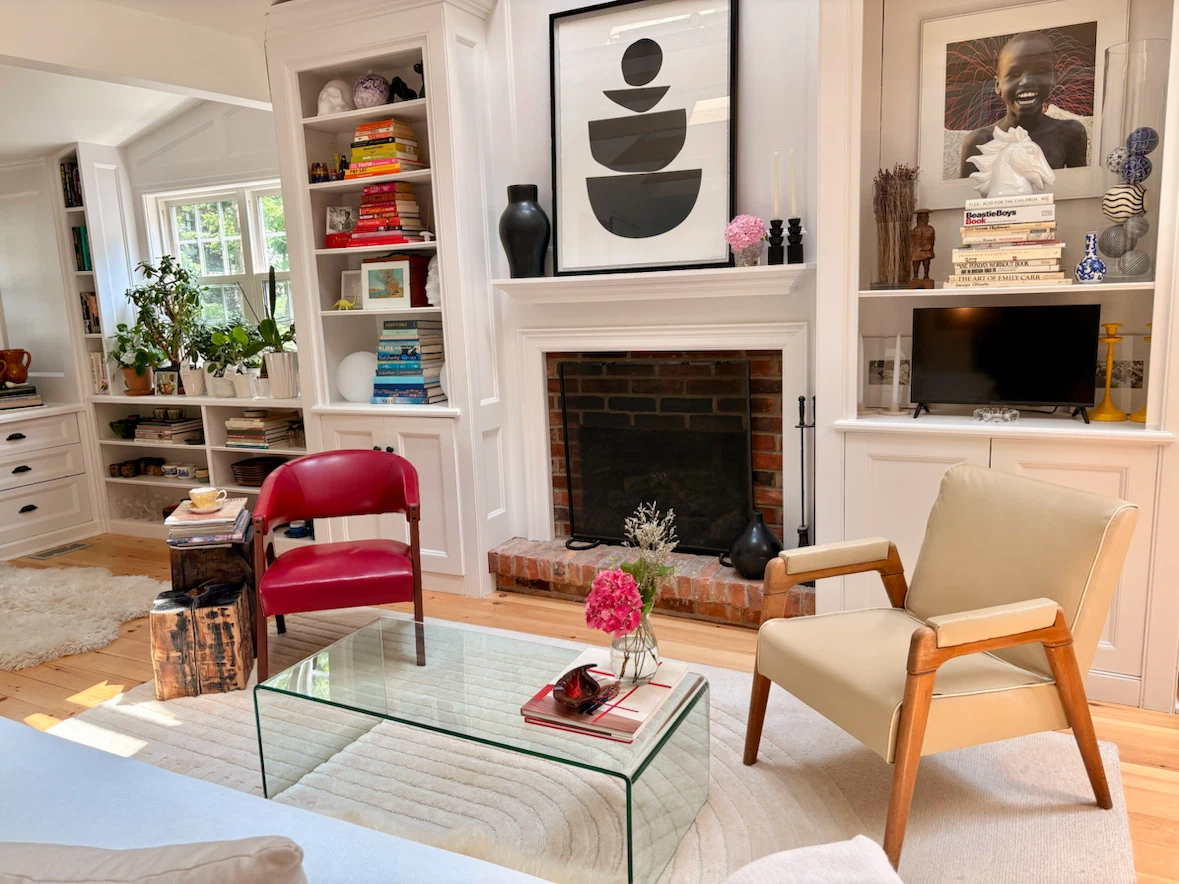 Cream Upholstered Armchair with Wooden Frame