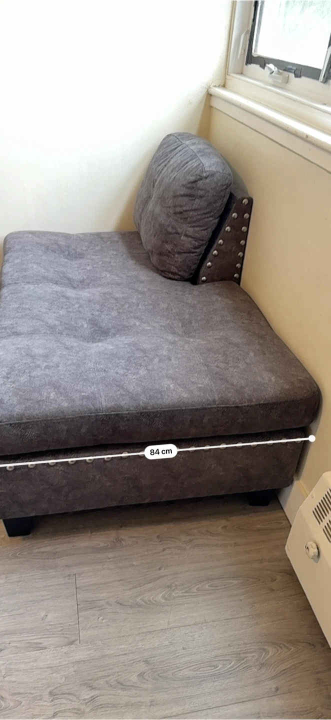 Grey Chaise Lounge with Stud Detail - photo 4