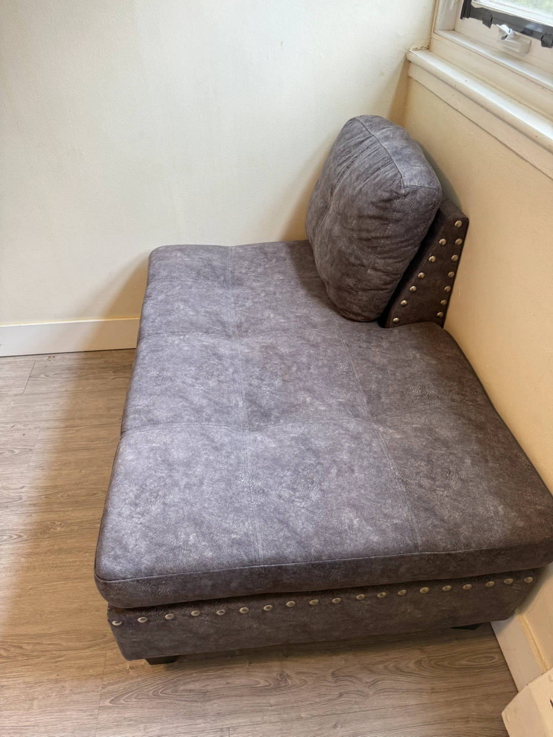 Grey Chaise Lounge with Stud Detail - photo 5