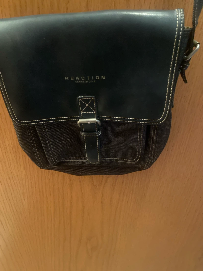Kenneth Cole Reaction Black Denim & Leather Crossbody Bag