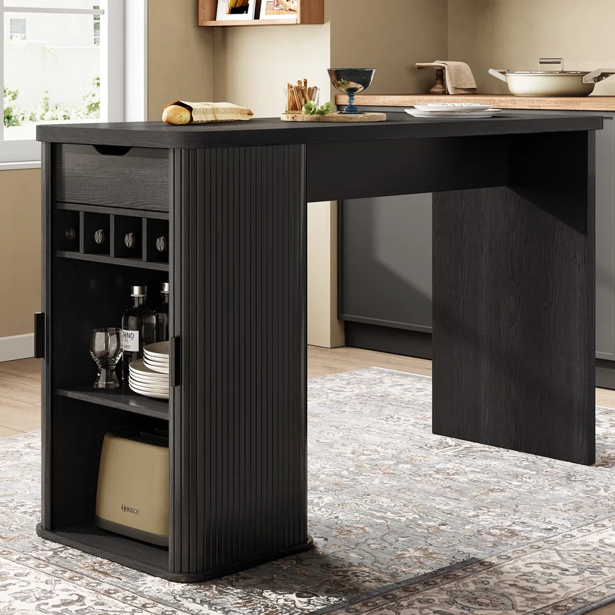 Brand New, Unopened 59” Mid-Century Modern Kitchen Island