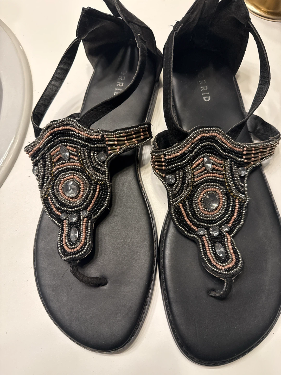 Torrid Black Beaded Flat Sandals