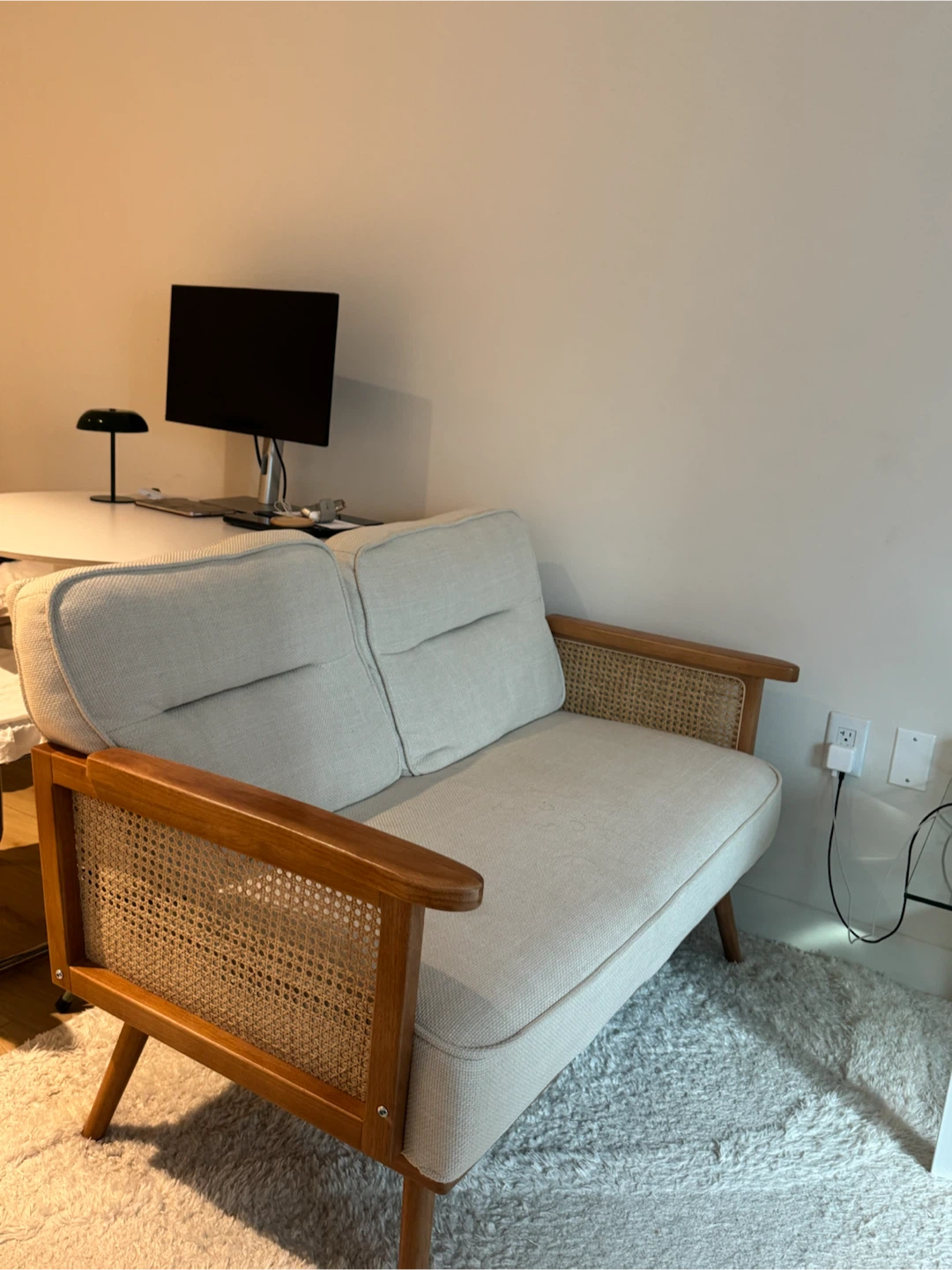 Modern Cane Accent Loveseat